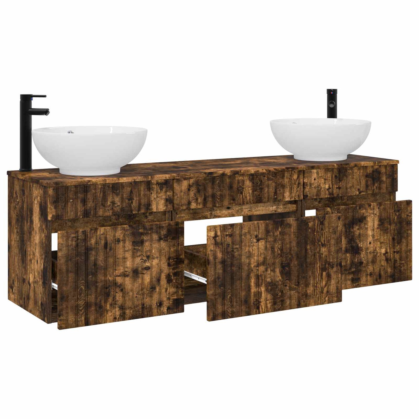 vidaXL Bathroom Cabinet Set 3 pcs Smoked Oak 49 x 44.5 x 66.5 cm