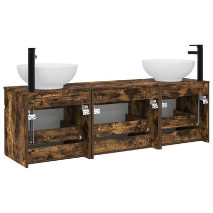 vidaXL Bathroom Cabinet Set 3 pcs Smoked Oak 49 x 44.5 x 66.5 cm
