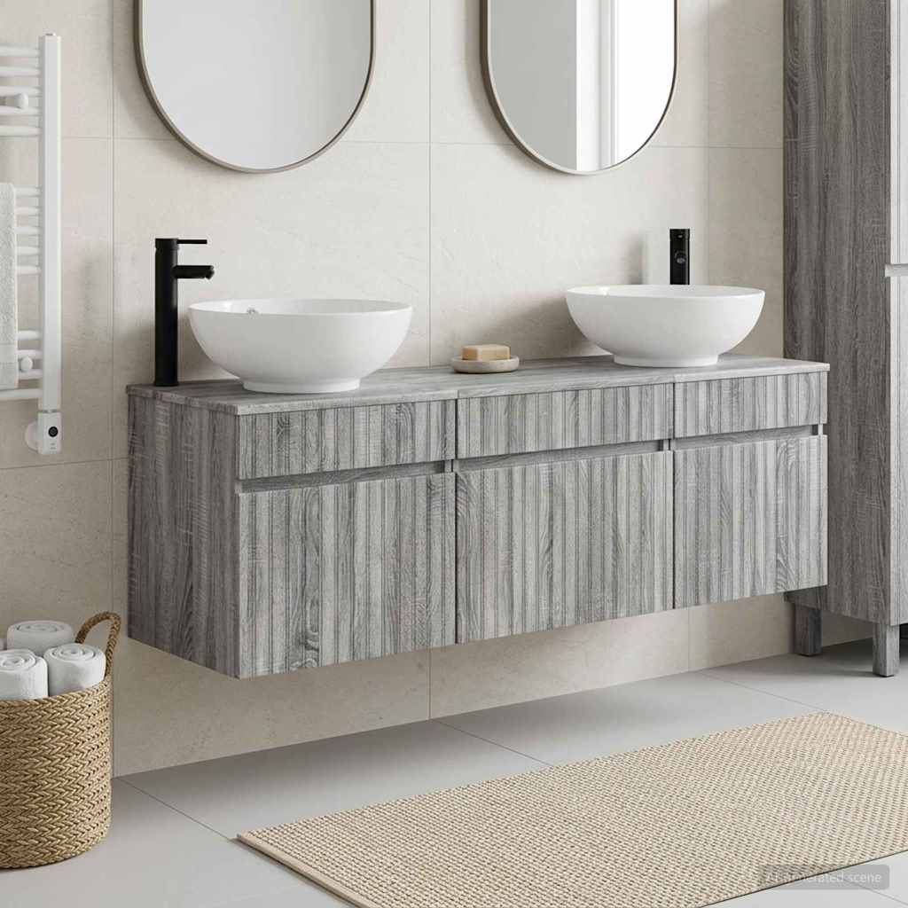 vidaXL Bathroom Cabinet Set 3 pcs Grey Sonoma 49 x 44.5 x 66.5 cm