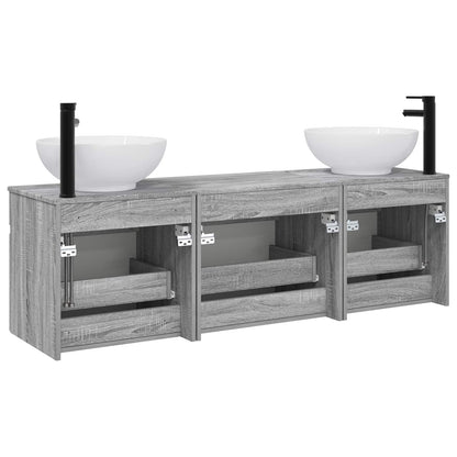 vidaXL Bathroom Cabinet Set 3 pcs Grey Sonoma 49 x 44.5 x 66.5 cm