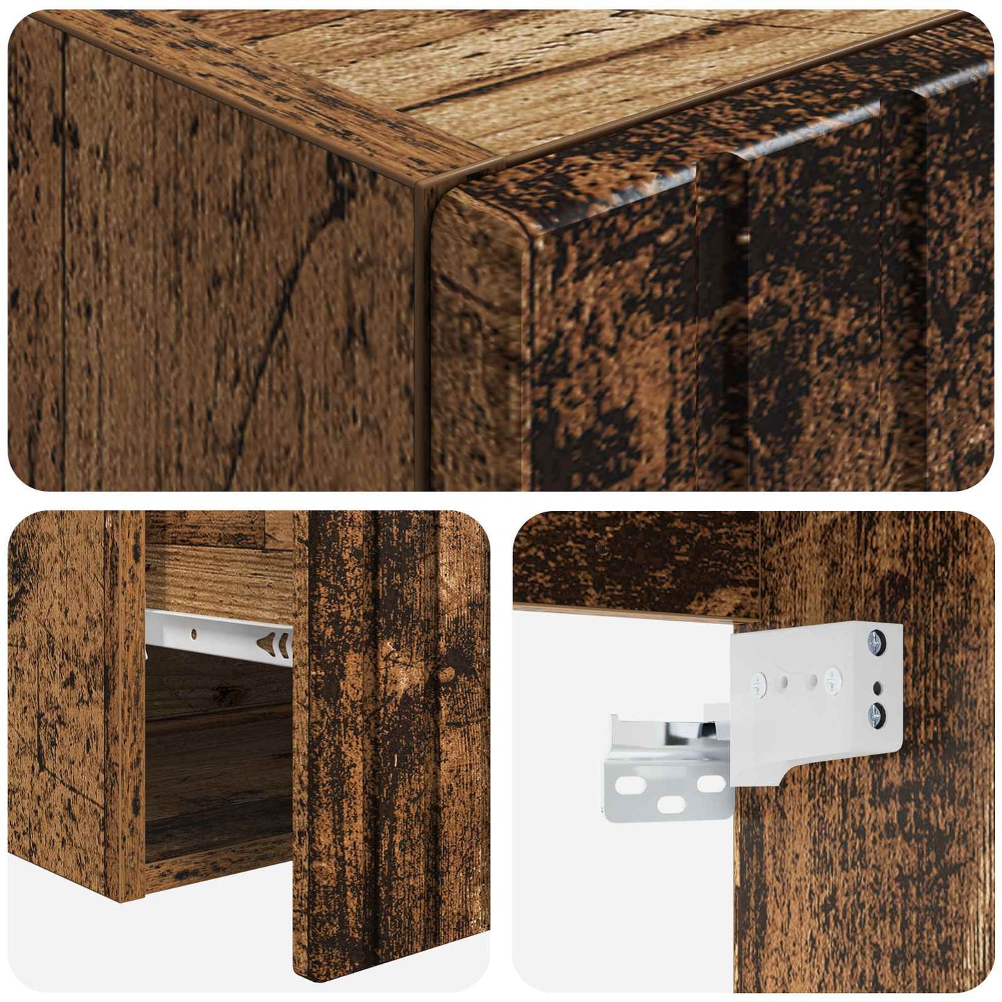 vidaXL Bathroom Cabinet Set 3 pcs Old Wood 49 x 44.5 x 66.5 cm