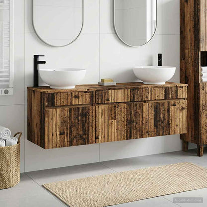 vidaXL Bathroom Cabinet Set 3 pcs Old Wood 49 x 44.5 x 66.5 cm
