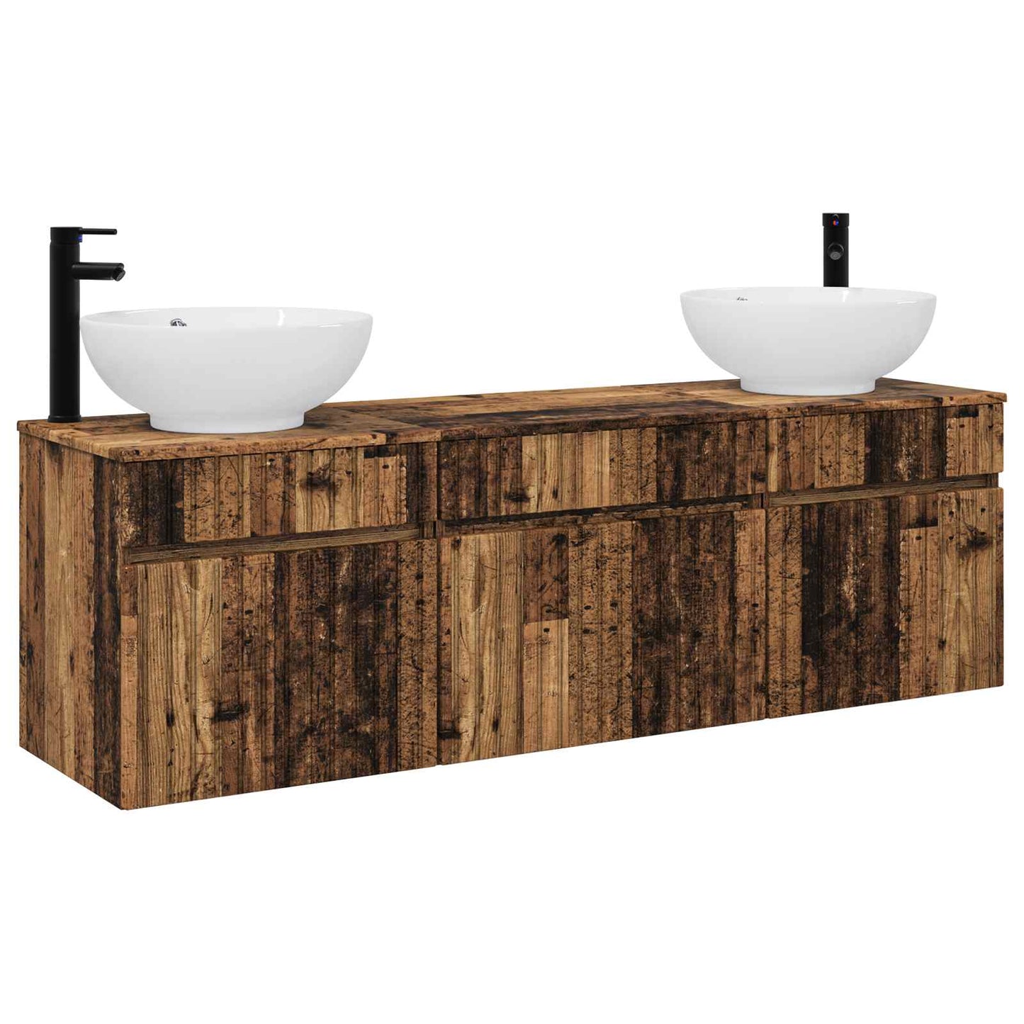 vidaXL Bathroom Cabinet Set 3 pcs Old Wood 49 x 44.5 x 66.5 cm