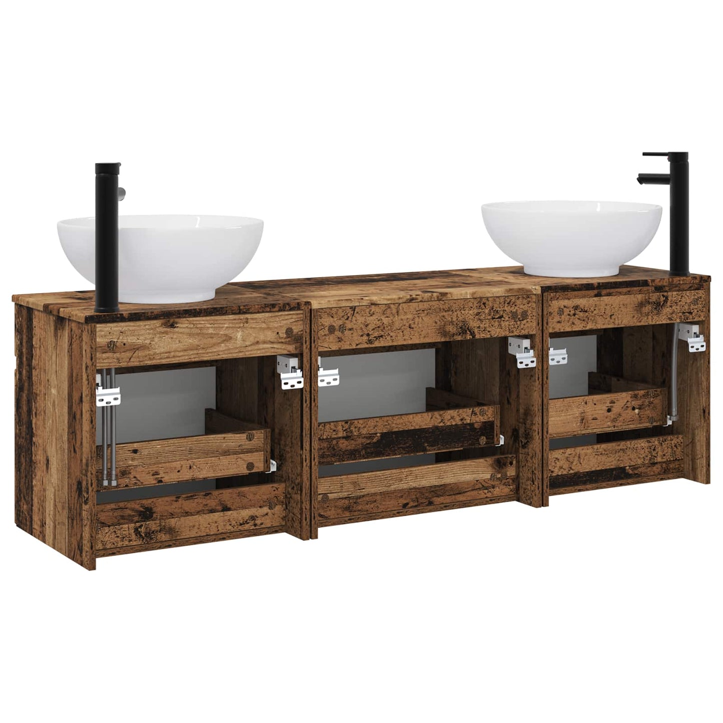 vidaXL Bathroom Cabinet Set 3 pcs Old Wood 49 x 44.5 x 66.5 cm
