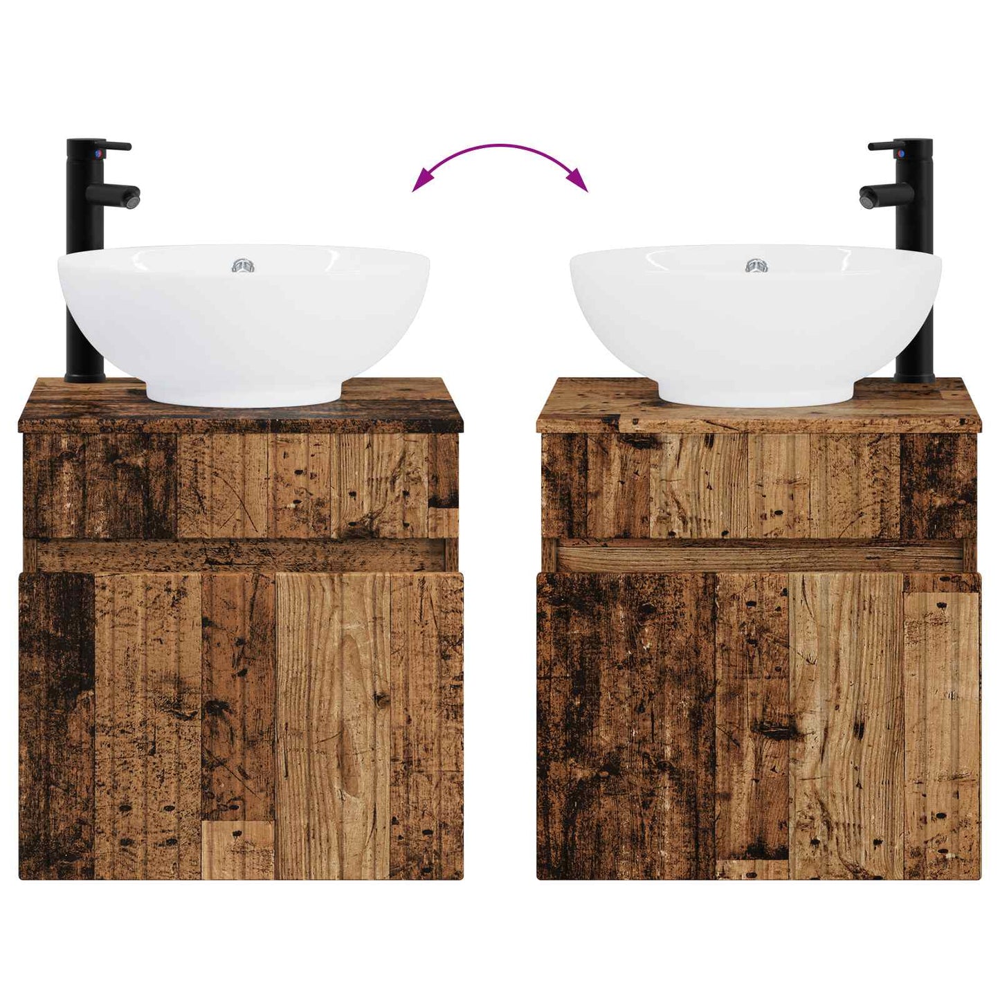 vidaXL Bathroom Cabinet Set 3 pcs Old Wood 49 x 44.5 x 66.5 cm