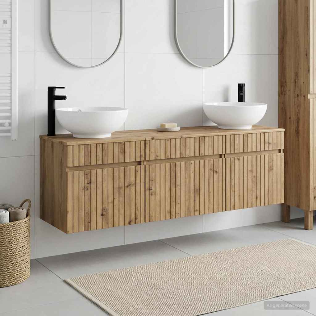 vidaXL Bathroom Cabinet Set 3 pcs Artisan Oak 49 x 44.5 x 66.5 cm