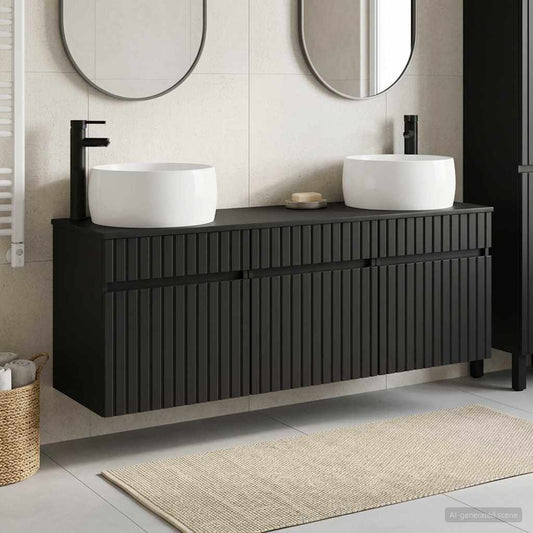 vidaXL Bathroom Cabinet Set 3 pcs Black 49 x 44.5 x 66 cm