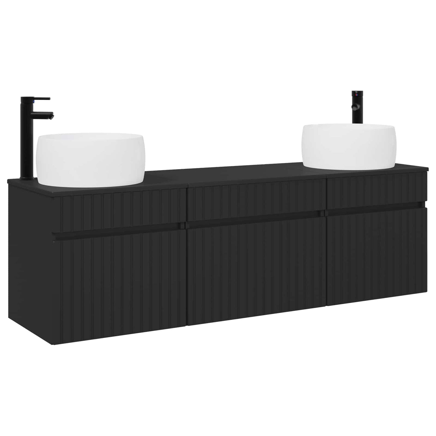 vidaXL Bathroom Cabinet Set 3 pcs Black 49 x 44.5 x 66 cm