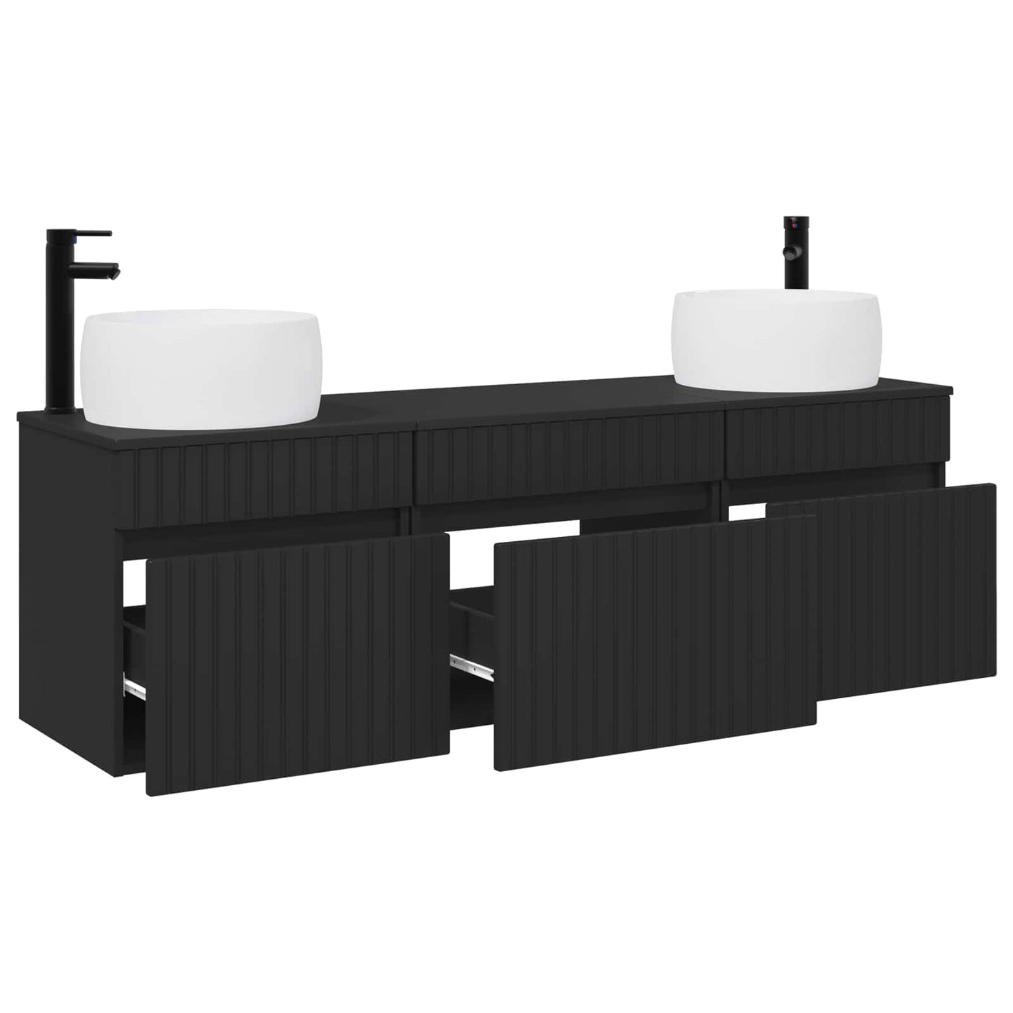 vidaXL Bathroom Cabinet Set 3 pcs Black 49 x 44.5 x 66 cm