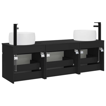 vidaXL Bathroom Cabinet Set 3 pcs Black 49 x 44.5 x 66 cm