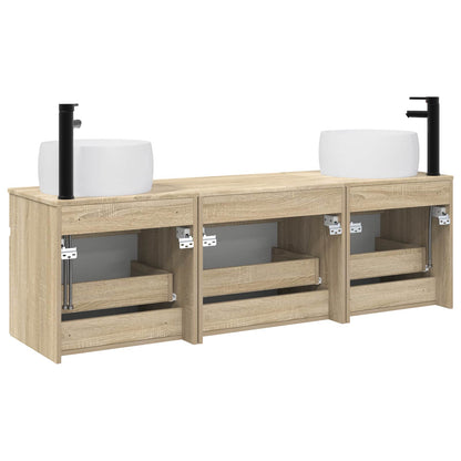 vidaXL Bathroom Cabinet Set 3 pcs Sonoma Oak 49 x 44.5 x 66 cm
