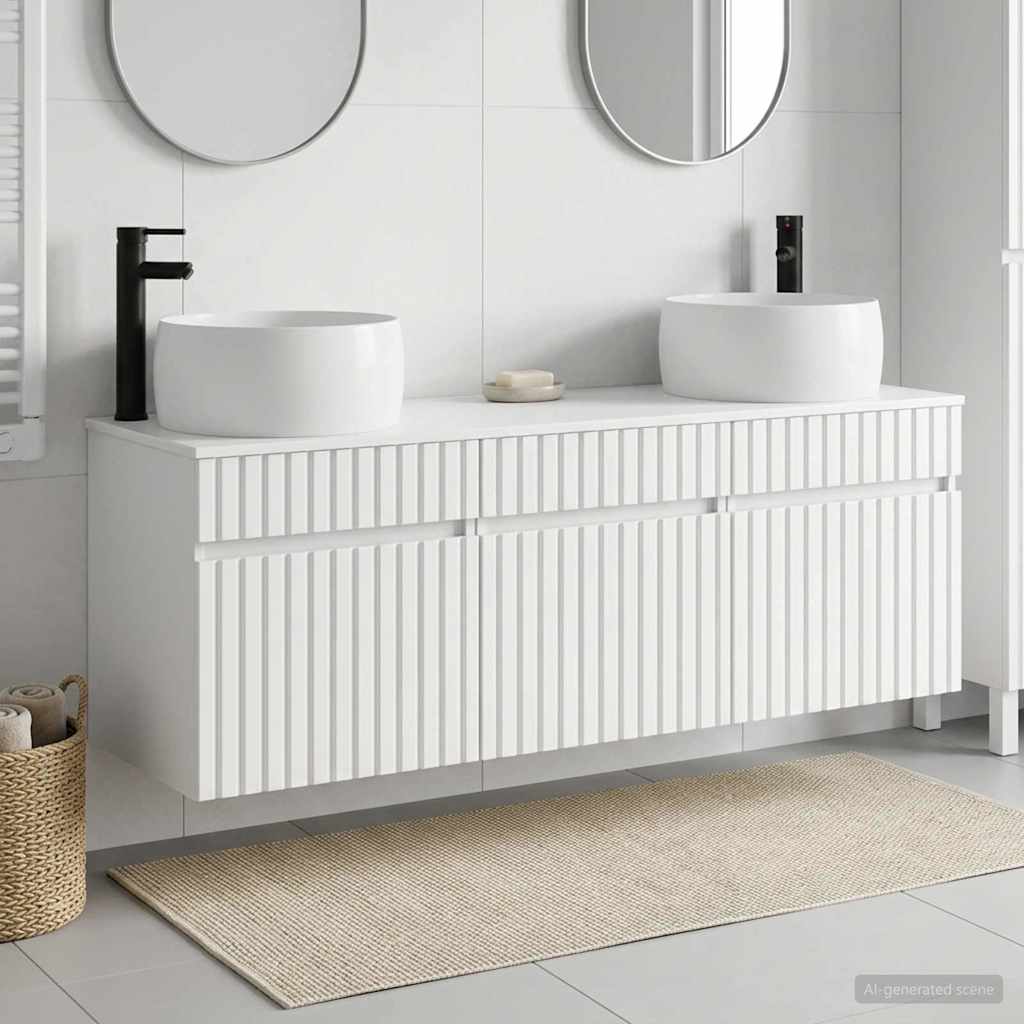 vidaXL Bathroom Cabinet Set 3 pcs High Gloss White 49 x 44.5 x 66 cm