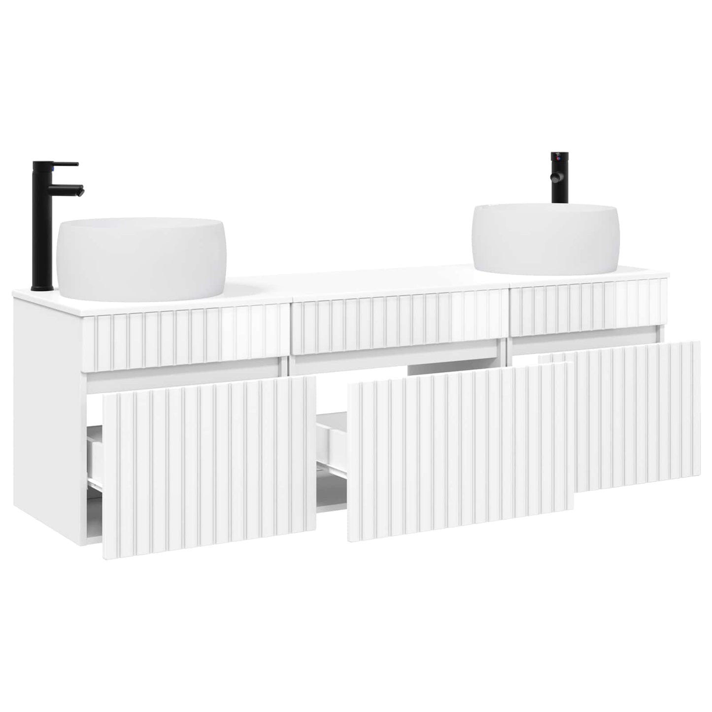 vidaXL Bathroom Cabinet Set 3 pcs High Gloss White 49 x 44.5 x 66 cm
