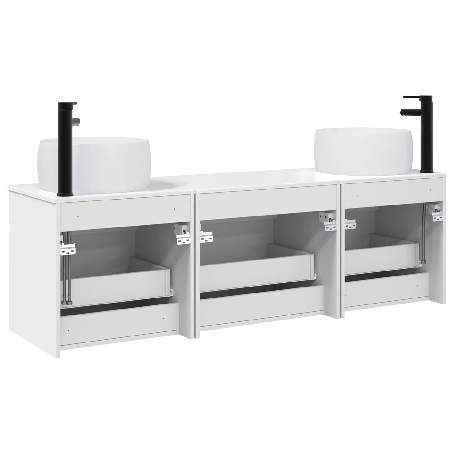 vidaXL Bathroom Cabinet Set 3 pcs High Gloss White 49 x 44.5 x 66 cm