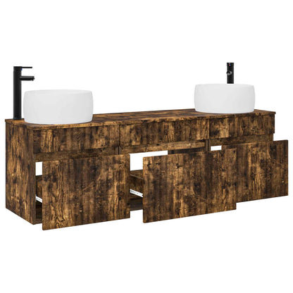 vidaXL Bathroom Cabinet Set 3 pcs Smoked Oak 49 x 44.5 x 66 cm