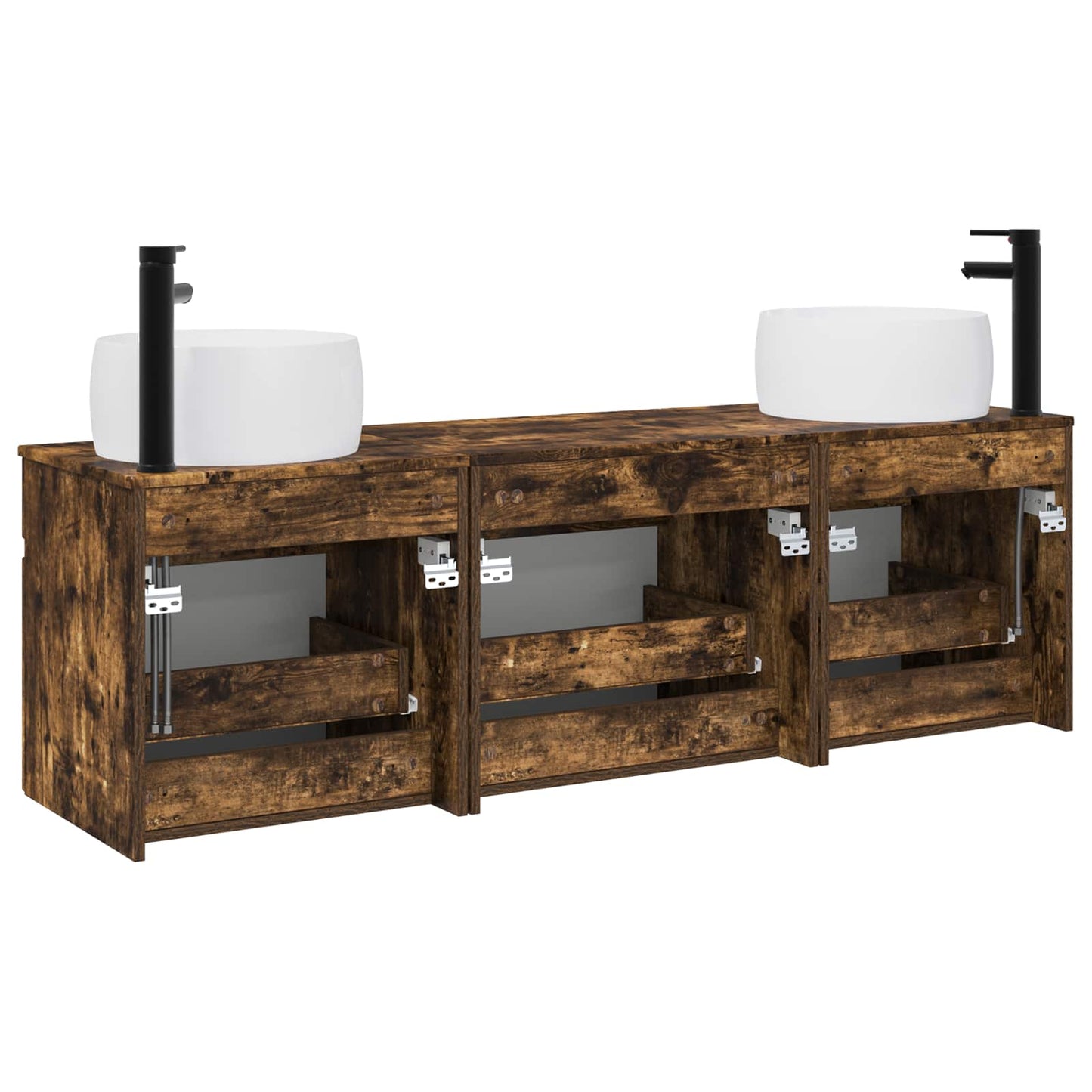 vidaXL Bathroom Cabinet Set 3 pcs Smoked Oak 49 x 44.5 x 66 cm
