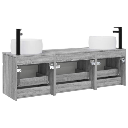 vidaXL Bathroom Cabinet Set 3 pcs Grey Sonoma 49 x 44.5 x 66 cm