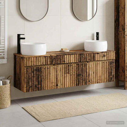 vidaXL Bathroom Cabinet Set 3 pcs Old Wood 49 x 44.5 x 66 cm