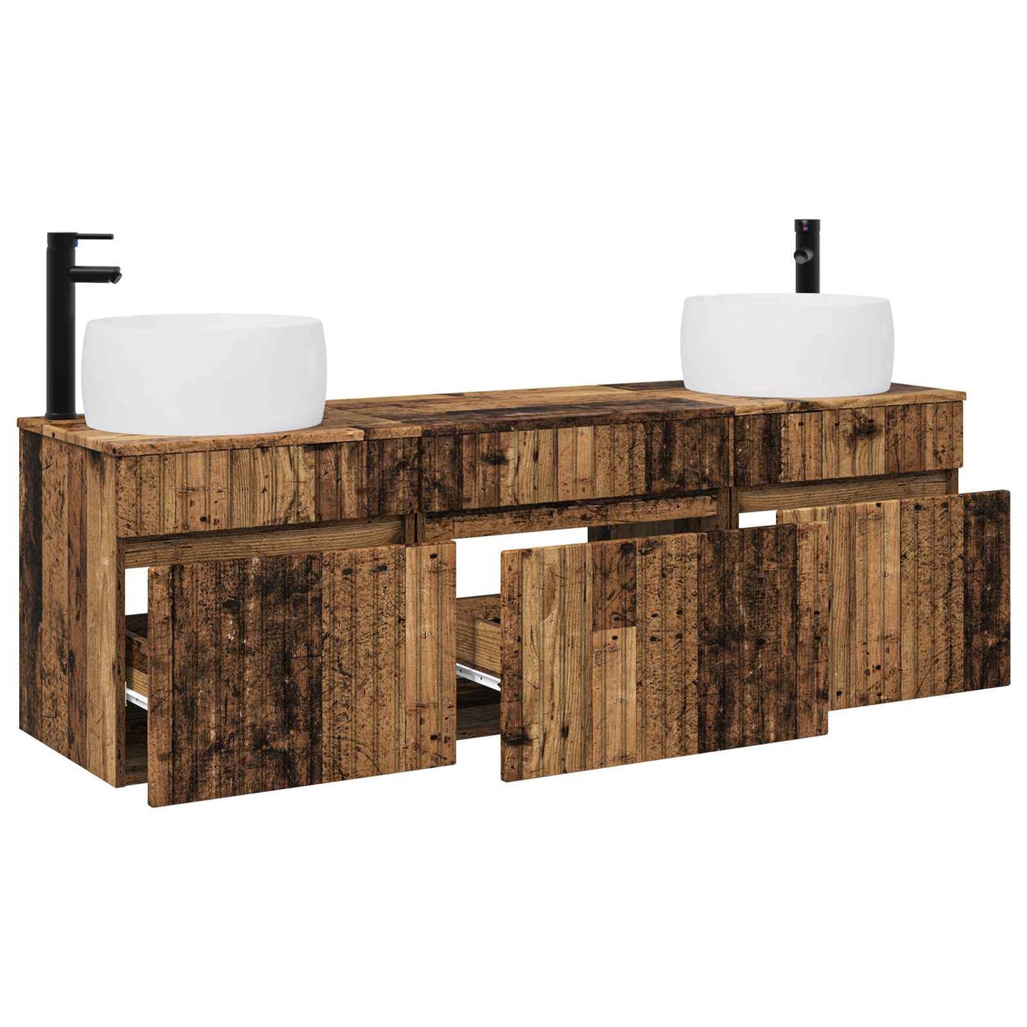 vidaXL Bathroom Cabinet Set 3 pcs Old Wood 49 x 44.5 x 66 cm