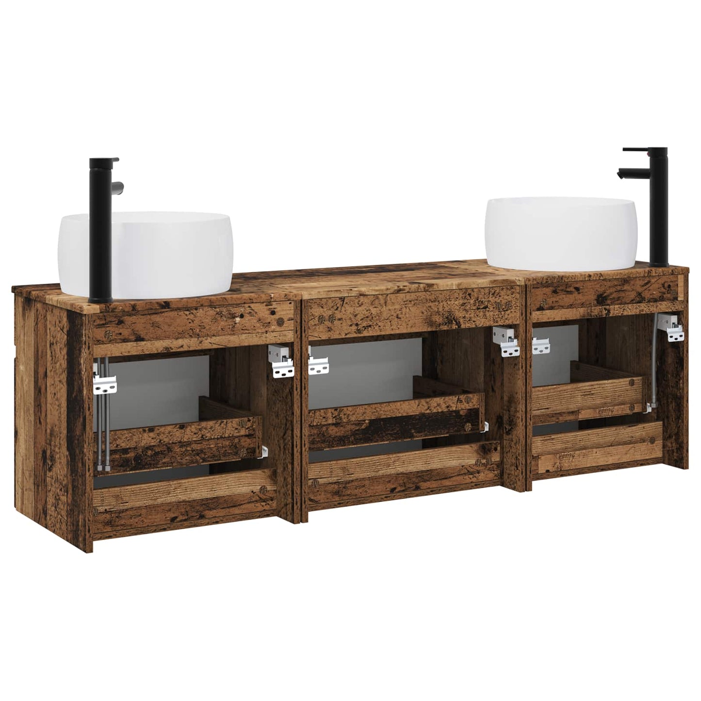 vidaXL Bathroom Cabinet Set 3 pcs Old Wood 49 x 44.5 x 66 cm