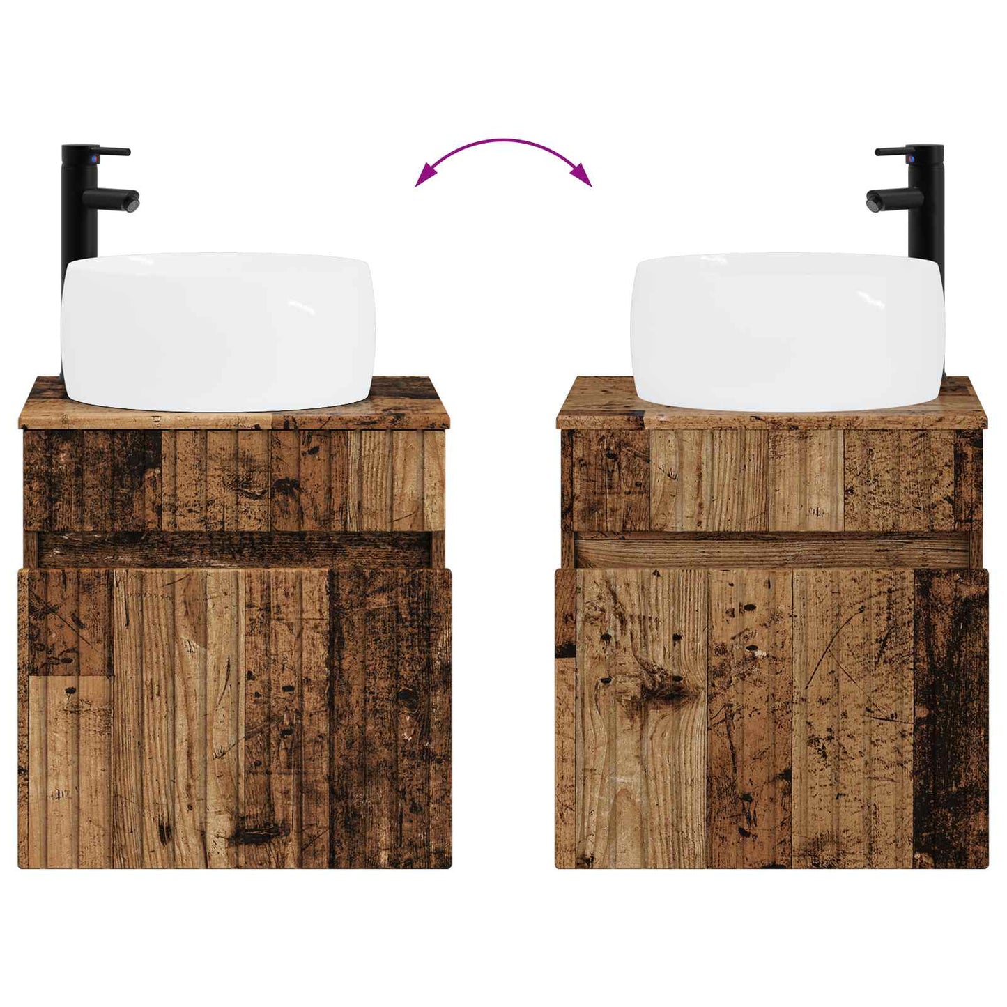 vidaXL Bathroom Cabinet Set 3 pcs Old Wood 49 x 44.5 x 66 cm