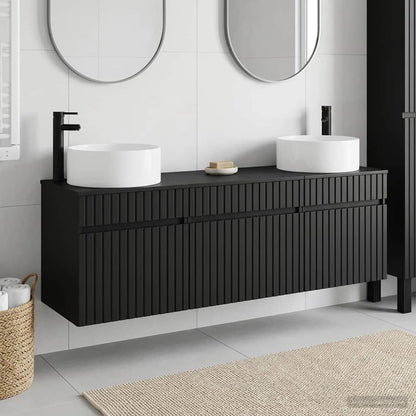 vidaXL Bathroom Cabinet Set 3 pcs Black 49 x 44.5 x 65.5 cm