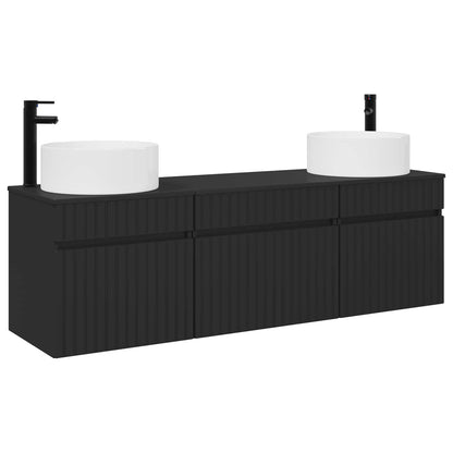 vidaXL Bathroom Cabinet Set 3 pcs Black 49 x 44.5 x 65.5 cm