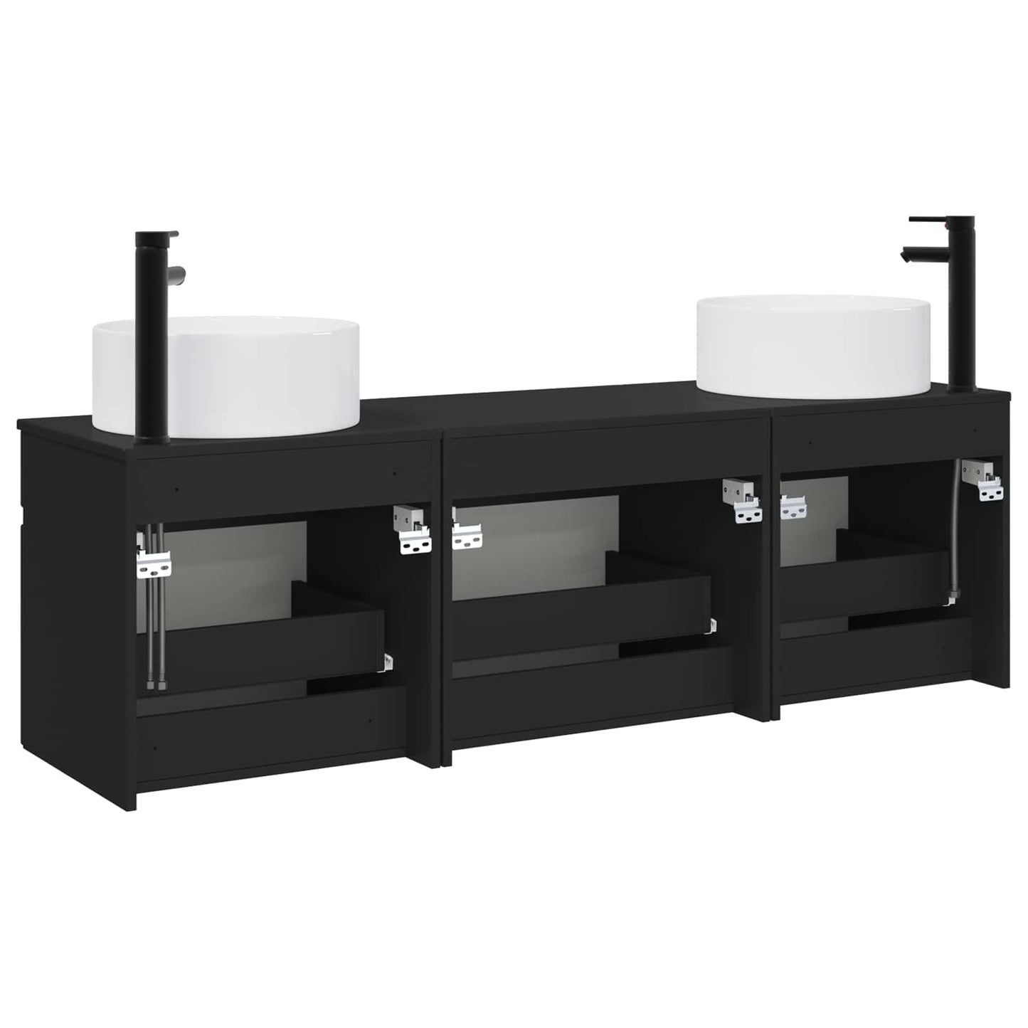 vidaXL Bathroom Cabinet Set 3 pcs Black 49 x 44.5 x 65.5 cm