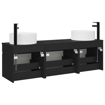 vidaXL Bathroom Cabinet Set 3 pcs Black 49 x 44.5 x 65.5 cm