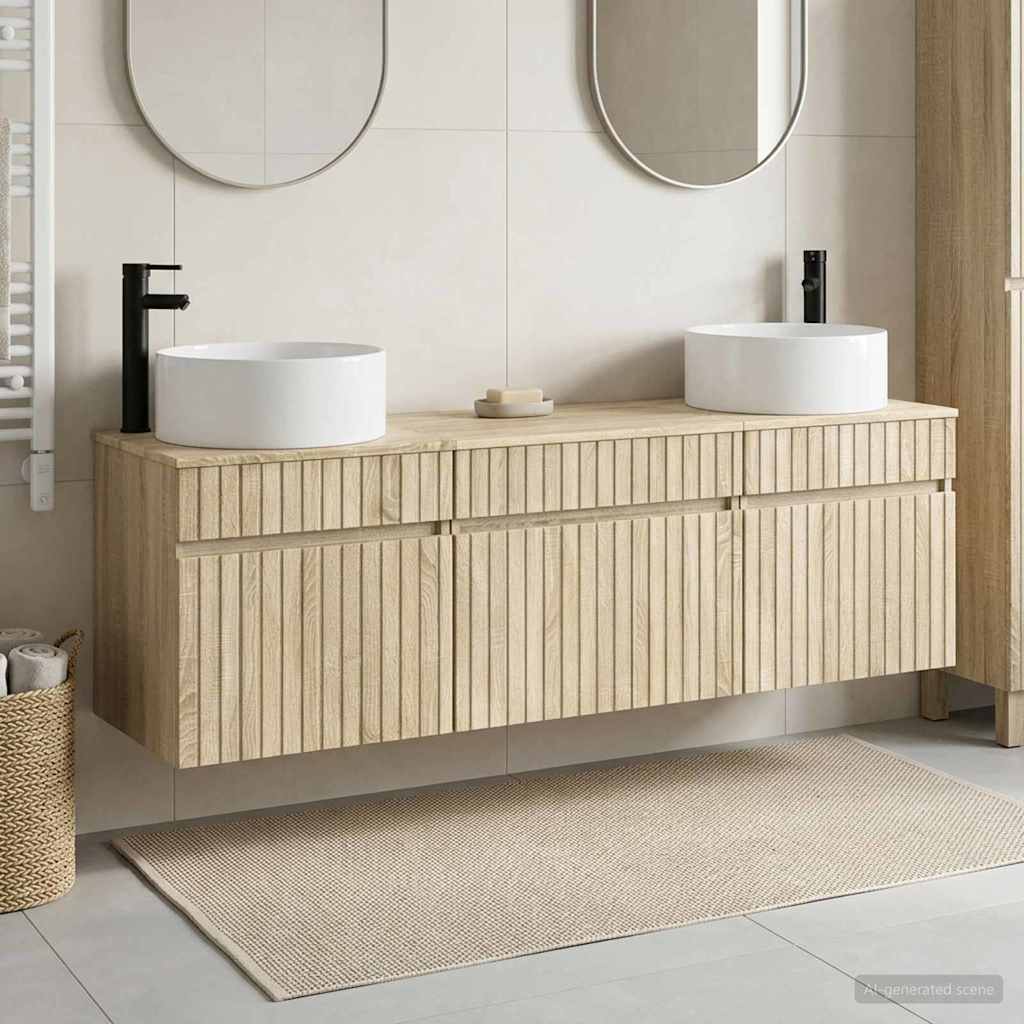 vidaXL Bathroom Cabinet Set 3 pcs Sonoma Oak 49 x 44.5 x 65.5 cm
