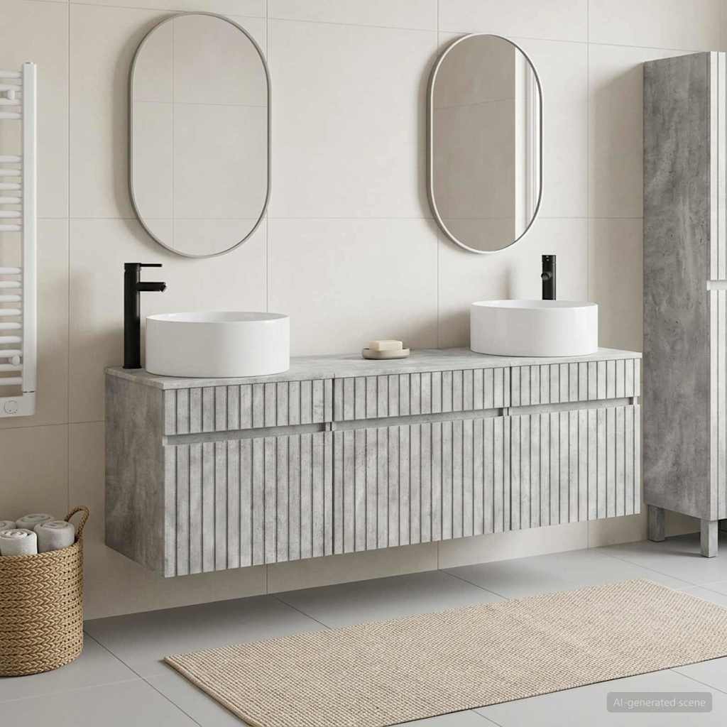 vidaXL Bathroom Cabinet Set 3 pcs Concrete Grey 49 x 44.5 x 65.5 cm