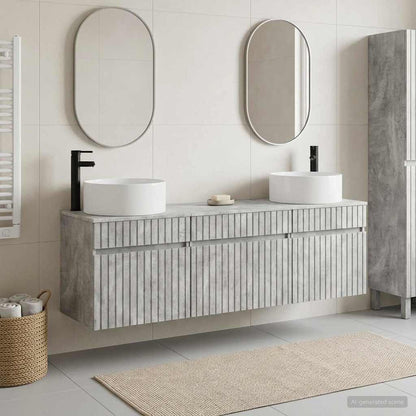 vidaXL Bathroom Cabinet Set 3 pcs Concrete Grey 49 x 44.5 x 65.5 cm