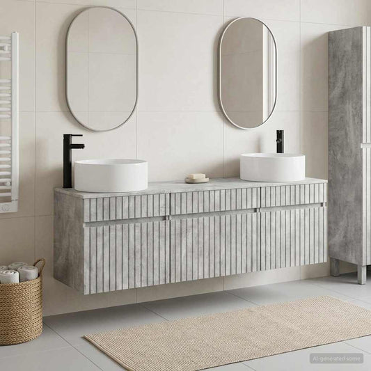 vidaXL Bathroom Cabinet Set 3 pcs Concrete Grey 49 x 44.5 x 65.5 cm