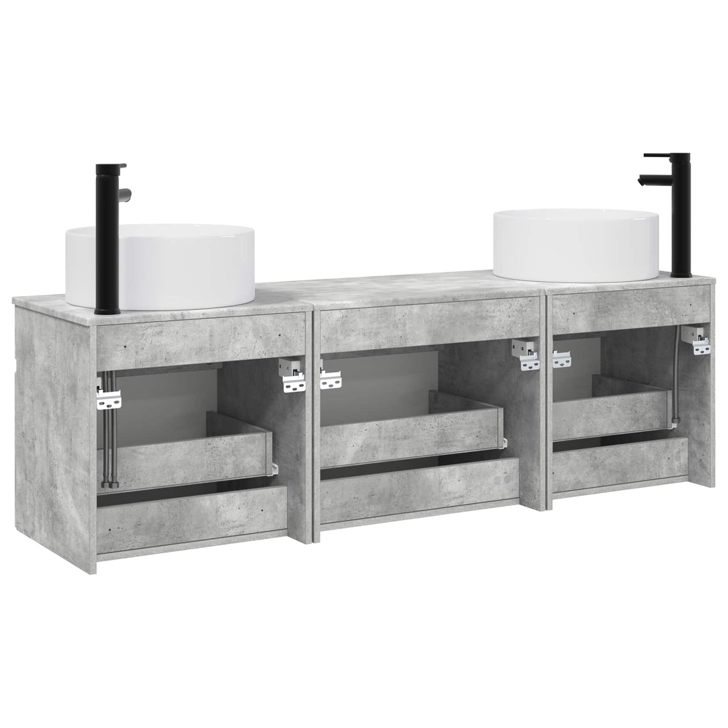 vidaXL Bathroom Cabinet Set 3 pcs Concrete Grey 49 x 44.5 x 65.5 cm