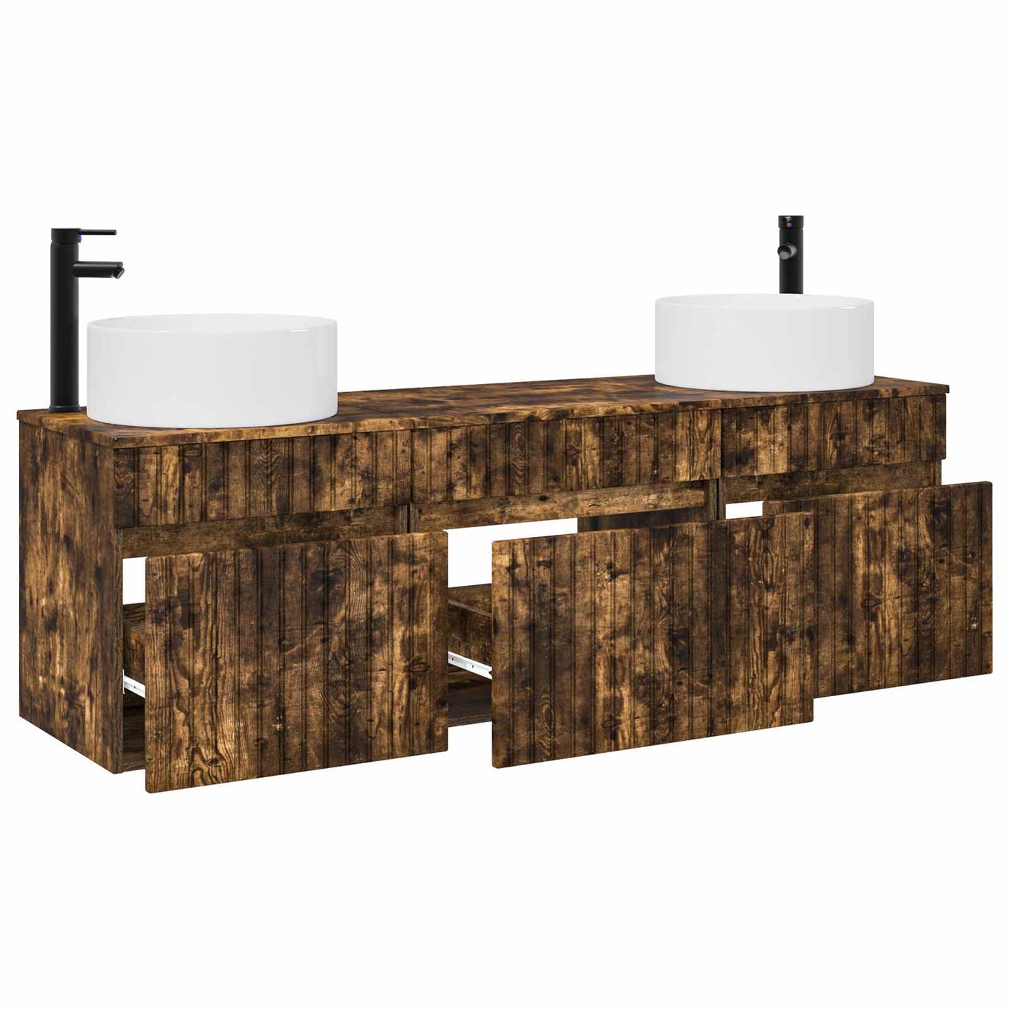 vidaXL Bathroom Cabinet Set 3 pcs Smoked Oak 49 x 44.5 x 65.5 cm