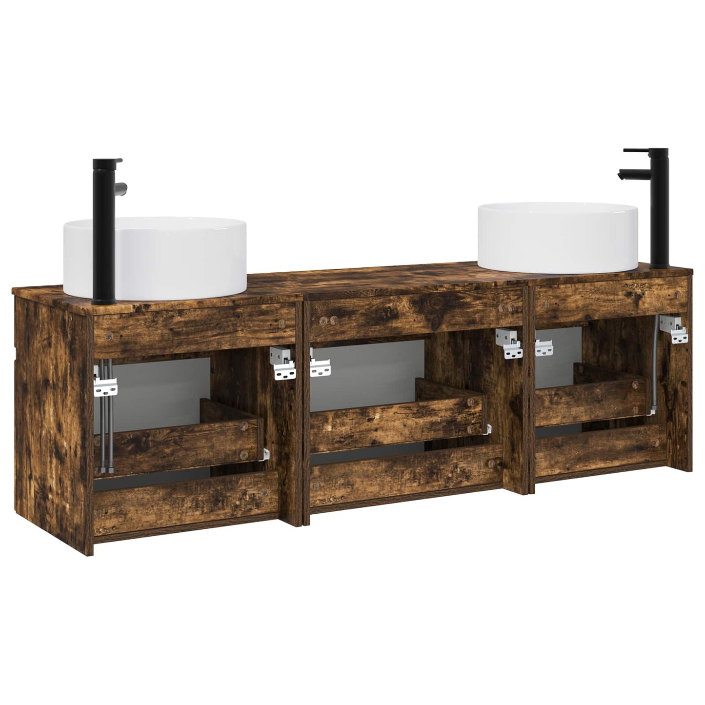 vidaXL Bathroom Cabinet Set 3 pcs Smoked Oak 49 x 44.5 x 65.5 cm