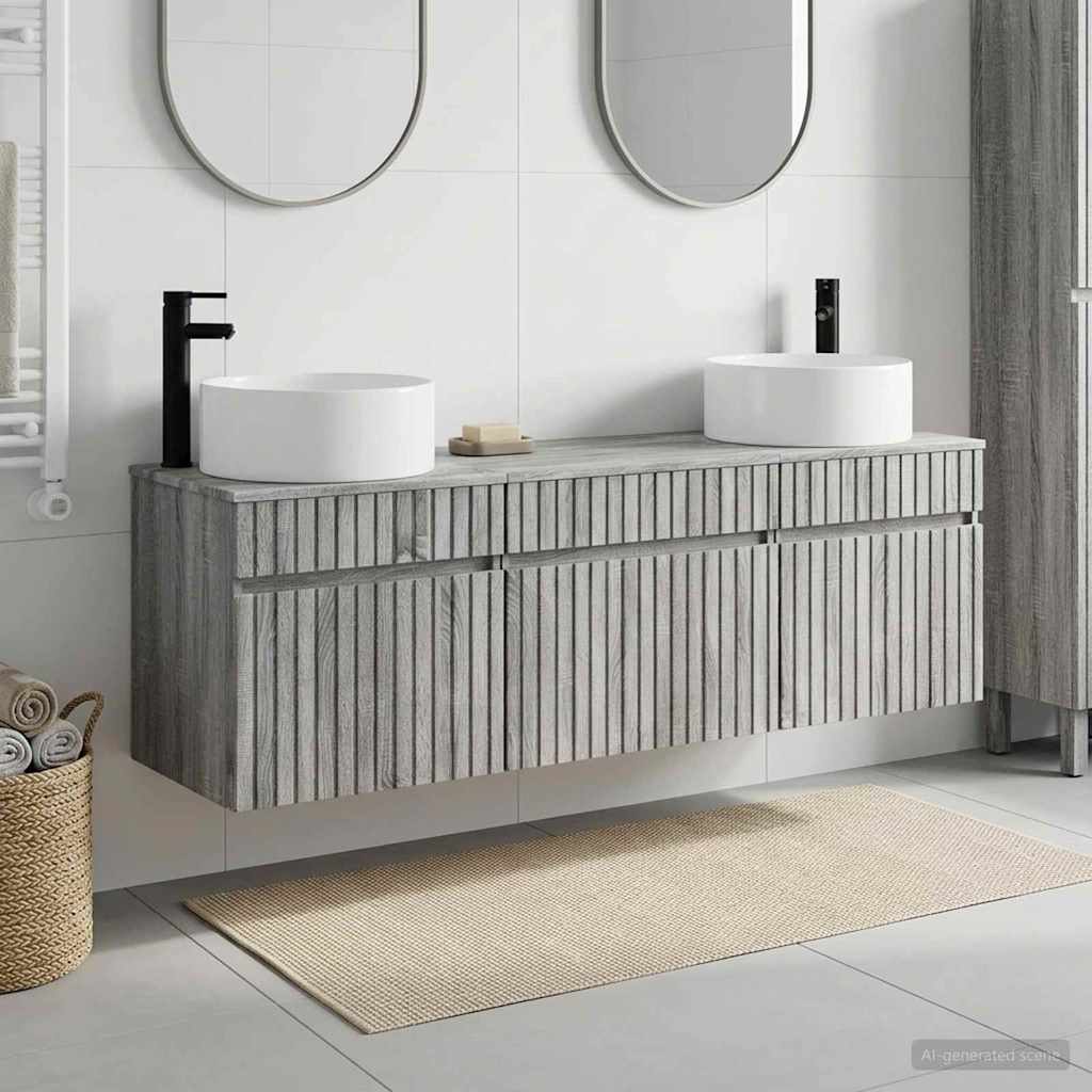 vidaXL Bathroom Cabinet Set 3 pcs Grey Sonoma 49 x 44.5 x 65.5 cm