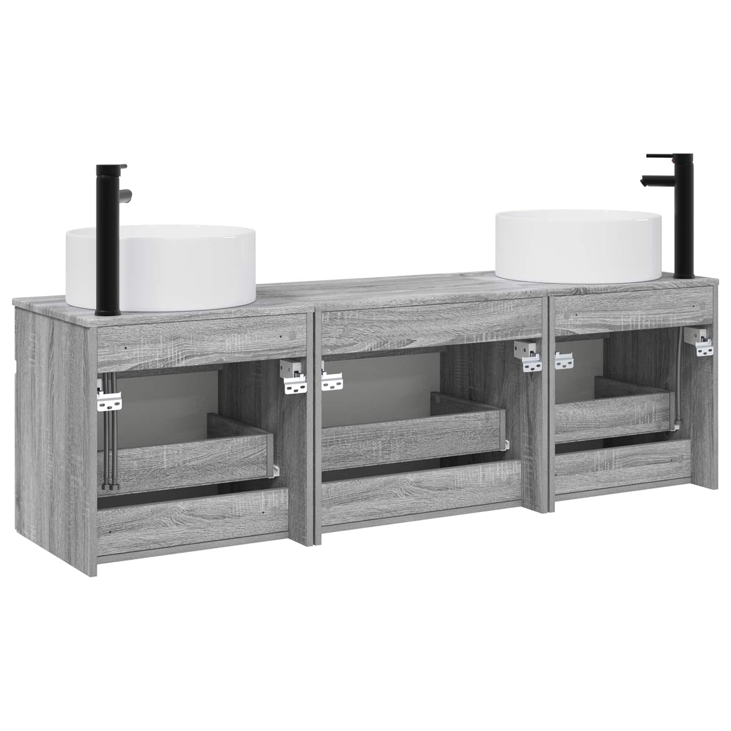 vidaXL Bathroom Cabinet Set 3 pcs Grey Sonoma 49 x 44.5 x 65.5 cm