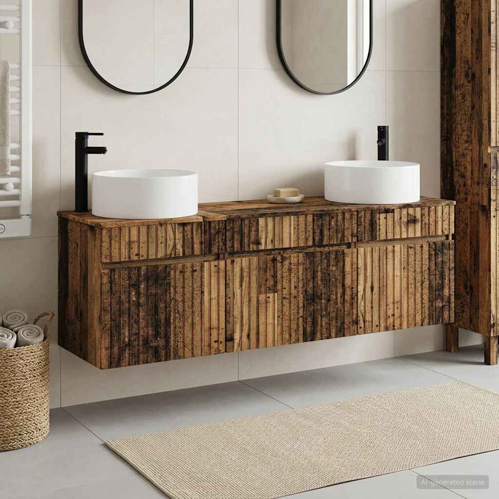 vidaXL Bathroom Cabinet Set 3 pcs Old Wood 49 x 44.5 x 65.5 cm