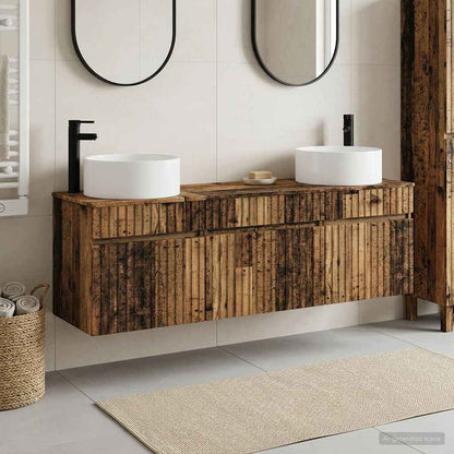 vidaXL Bathroom Cabinet Set 3 pcs Old Wood 49 x 44.5 x 65.5 cm