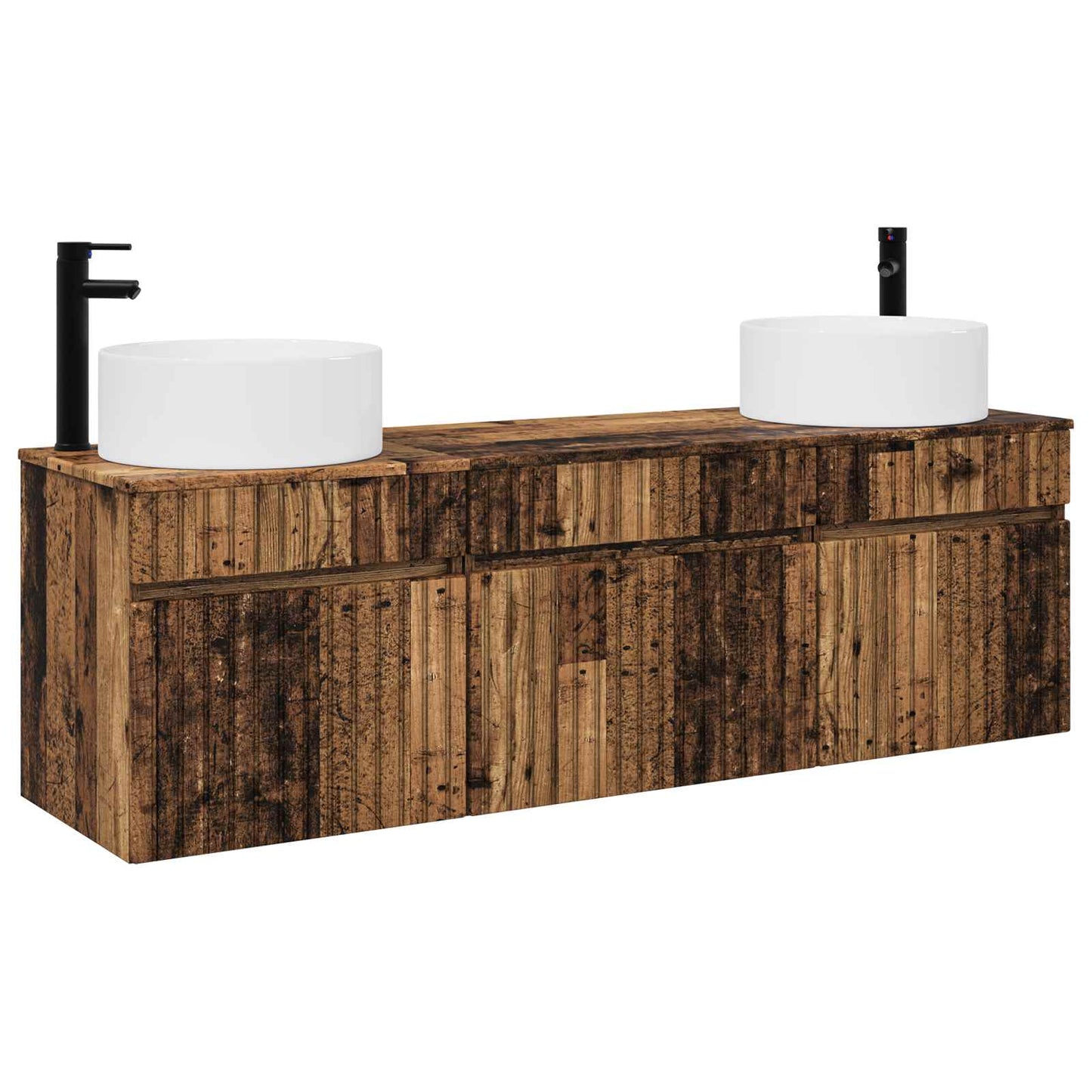vidaXL Bathroom Cabinet Set 3 pcs Old Wood 49 x 44.5 x 65.5 cm