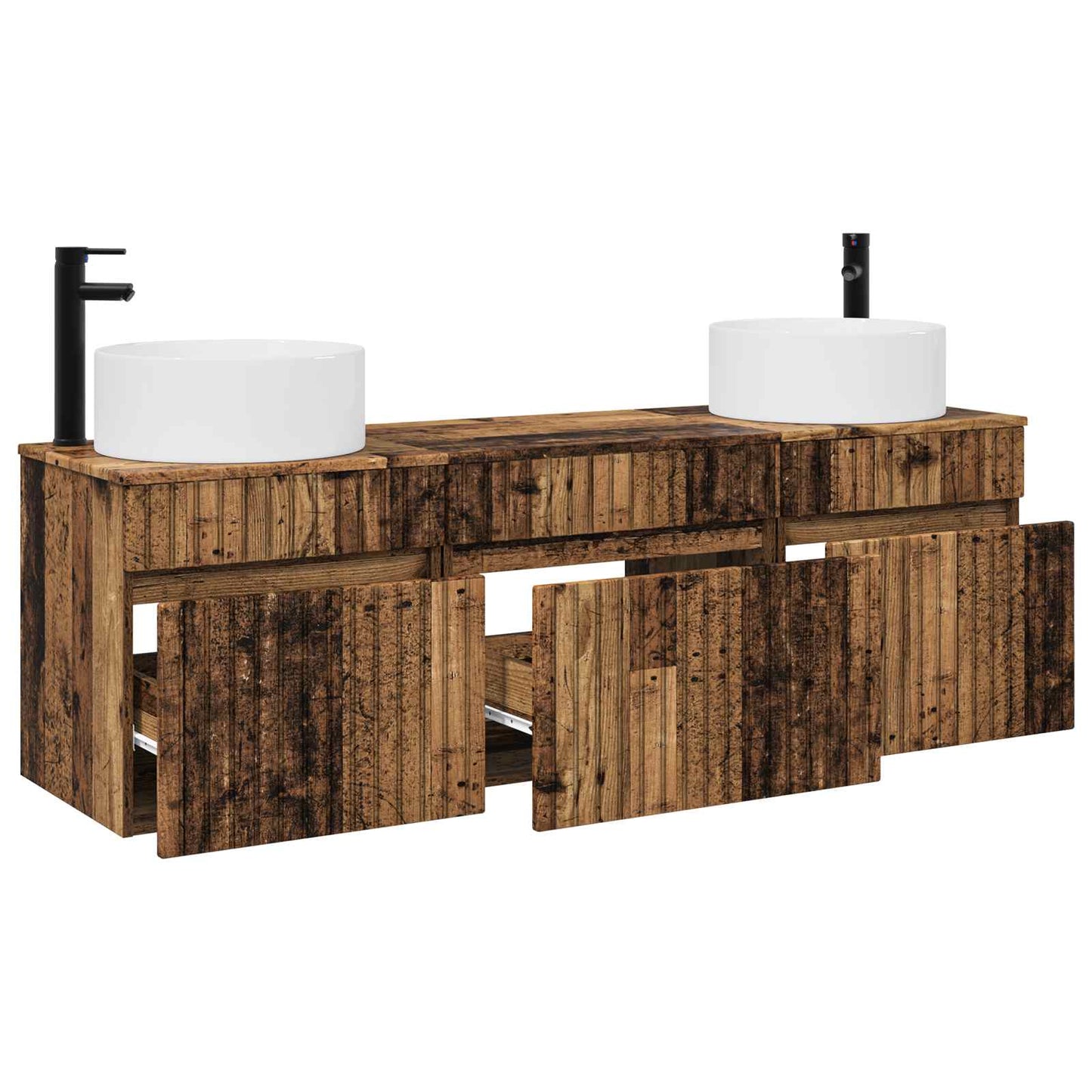 vidaXL Bathroom Cabinet Set 3 pcs Old Wood 49 x 44.5 x 65.5 cm
