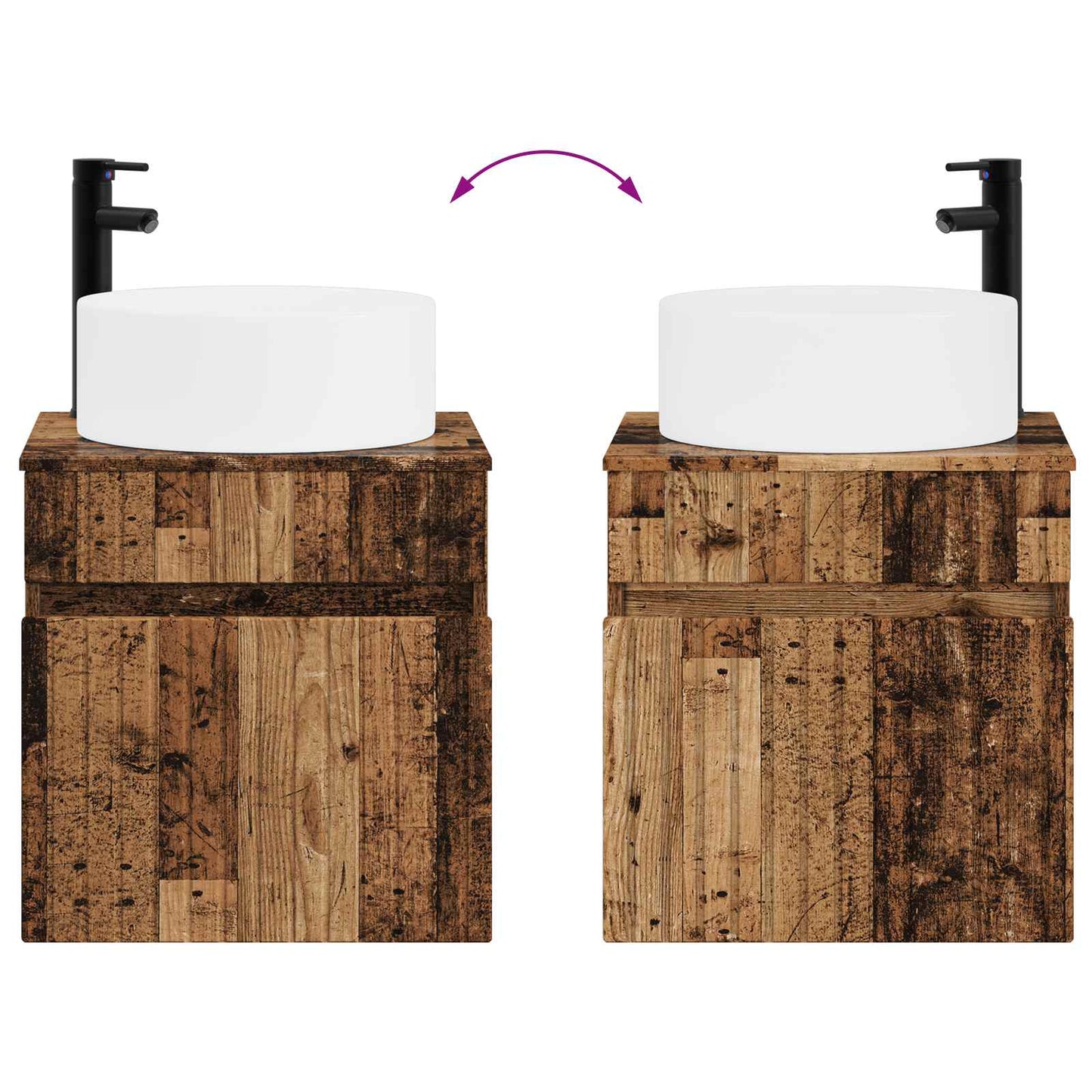 vidaXL Bathroom Cabinet Set 3 pcs Old Wood 49 x 44.5 x 65.5 cm