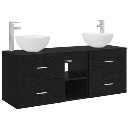 vidaXL Bathroom Cabinet Set 3 pcs Black Oak 49.5 x 35 x 63 cm