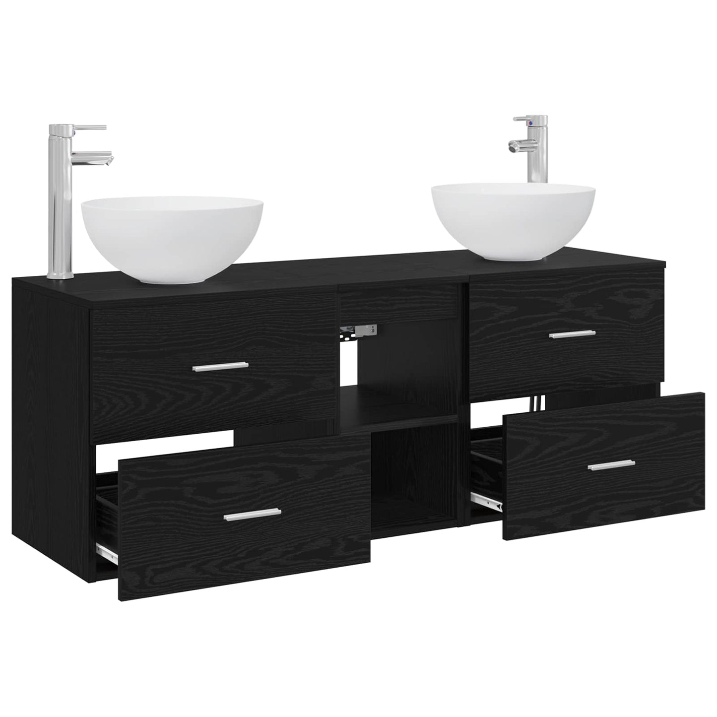 vidaXL Bathroom Cabinet Set 3 pcs Black Oak 49.5 x 35 x 63 cm