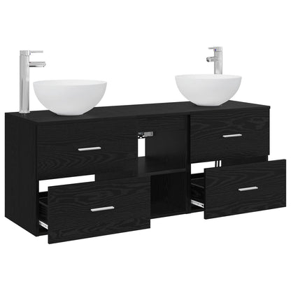 vidaXL Bathroom Cabinet Set 3 pcs Black Oak 49.5 x 35 x 63 cm