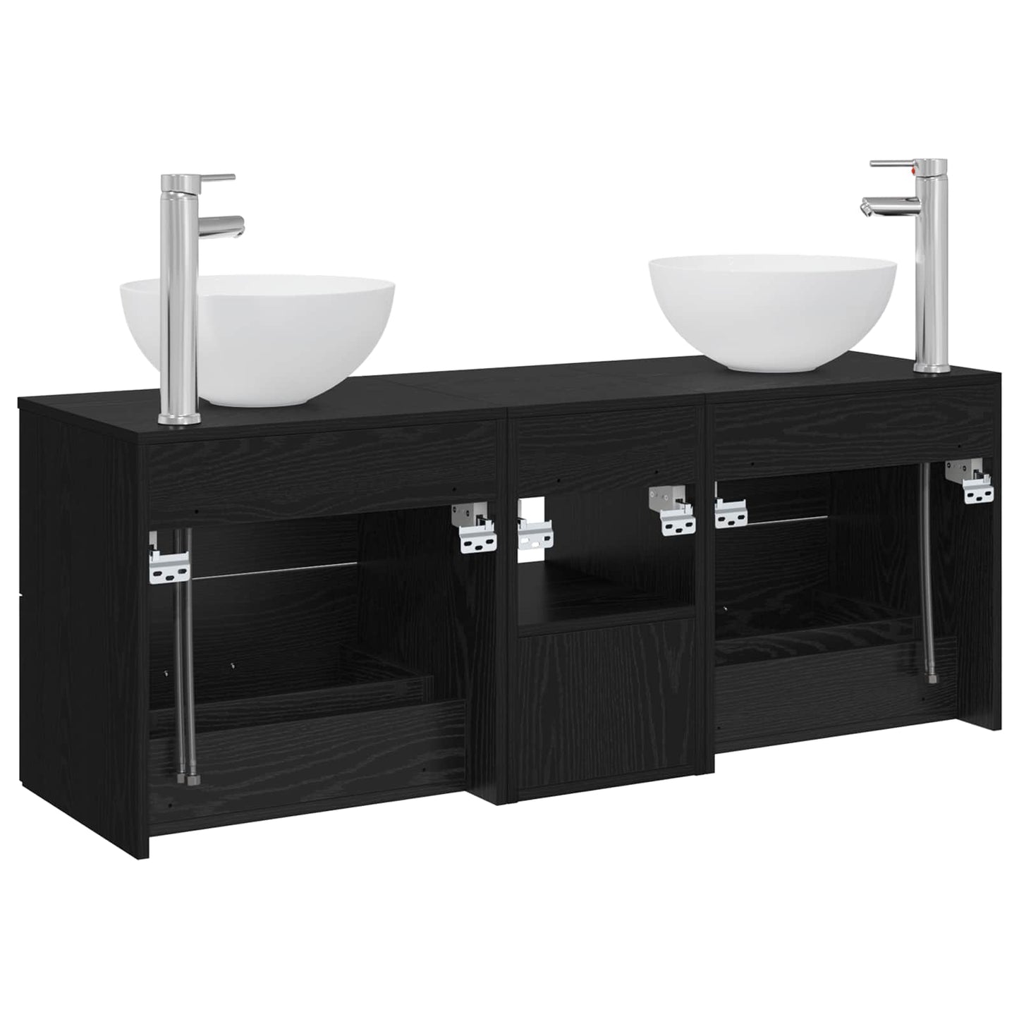 vidaXL Bathroom Cabinet Set 3 pcs Black Oak 49.5 x 35 x 63 cm