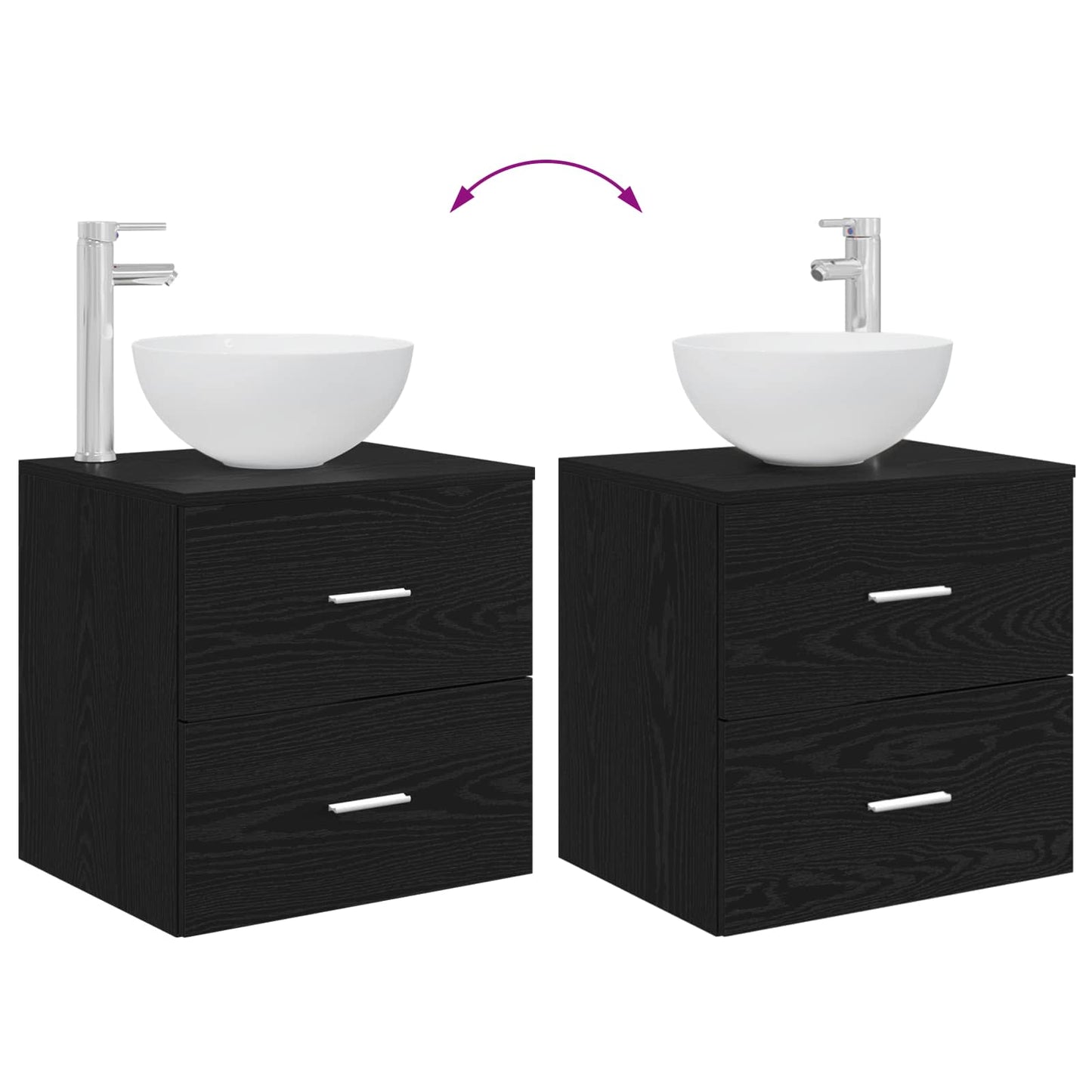 vidaXL Bathroom Cabinet Set 3 pcs Black Oak 49.5 x 35 x 63 cm