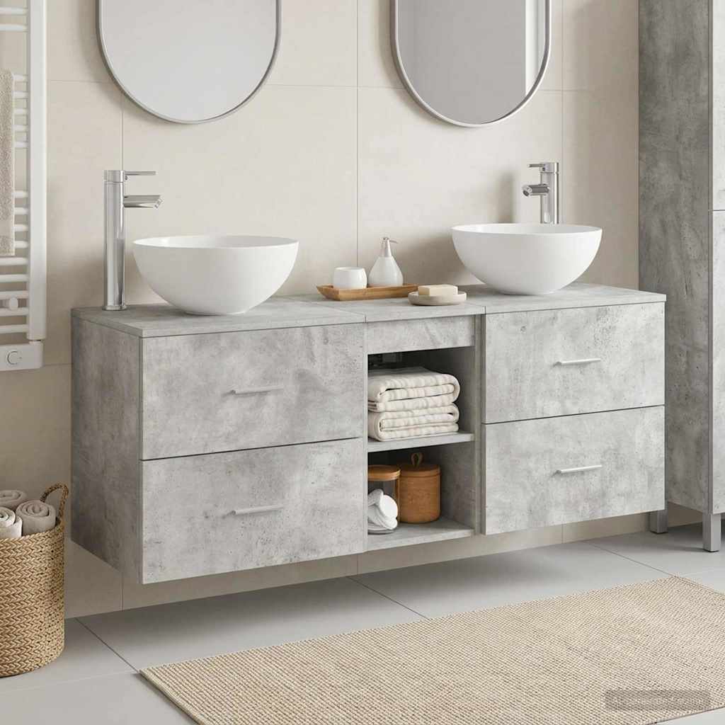 vidaXL Bathroom Cabinet Set 3 pcs Concrete Grey 49.5 x 35 x 63 cm