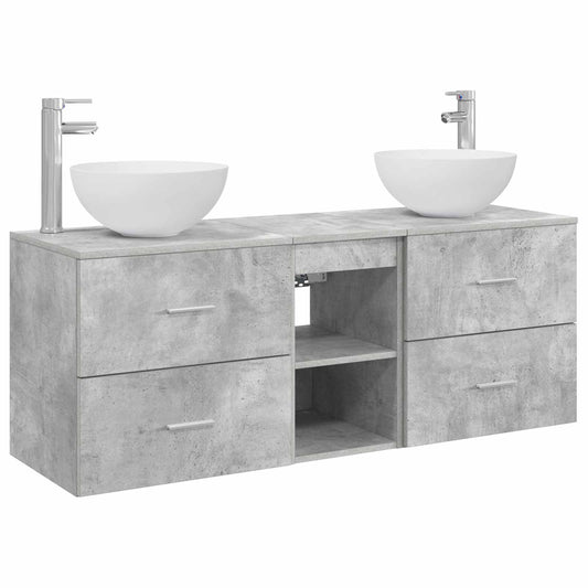 vidaXL Bathroom Cabinet Set 3 pcs Concrete Grey 129 x 35 x 80 cm